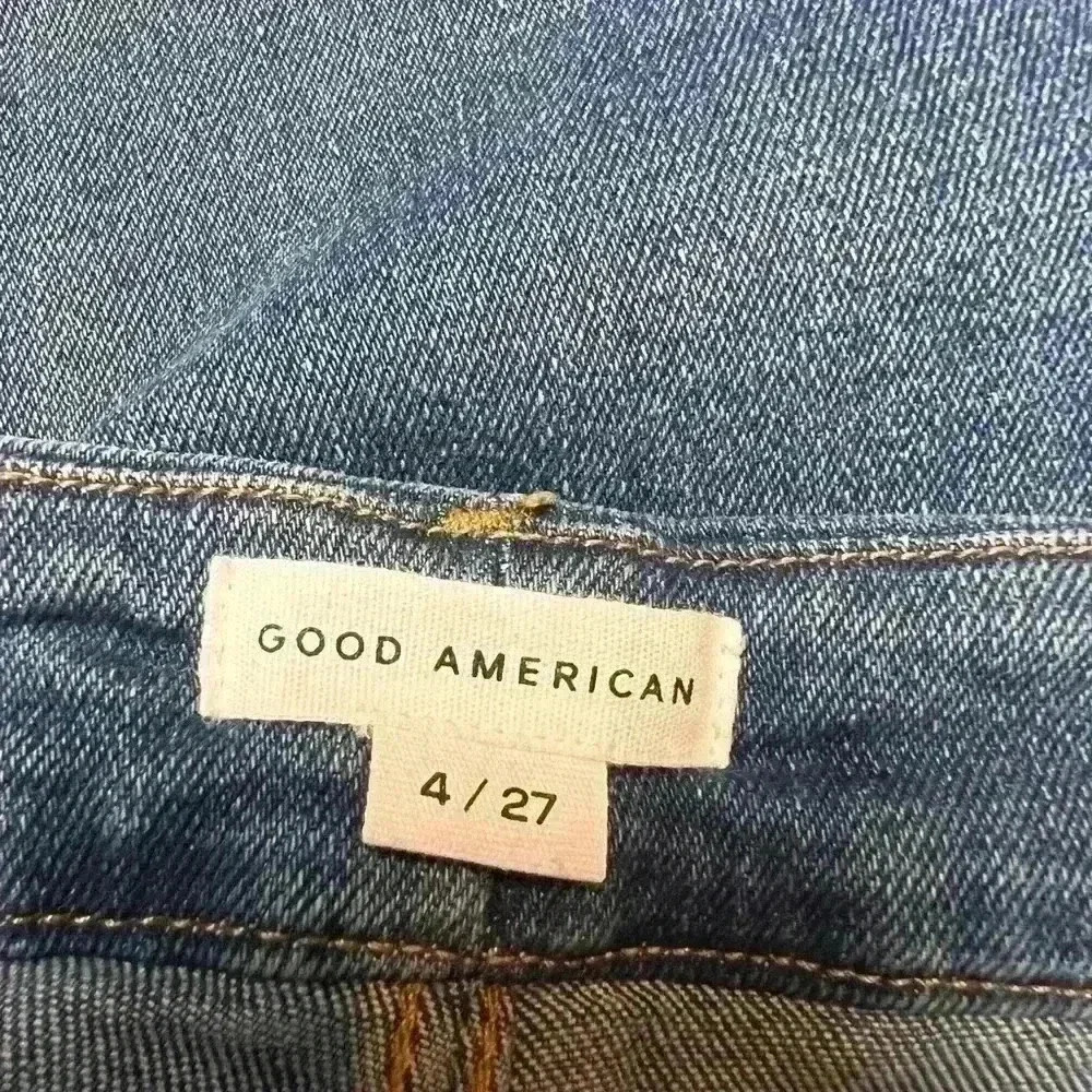GOOD American Good Straight Legs  Raw Hem High Waist Jeans Size 4/27 - Picture 9 of 10